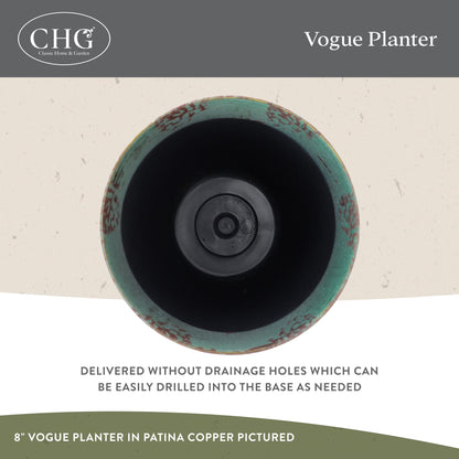 Classic Home and Garden Vogue Planter Pots w/Pottery Quality Finish - Modern Indoor & Outdoor Flower Pots - UV-Resistant Porch Planters - Decorative Pot for Flowers & Herbs (8” Weathered Copper)