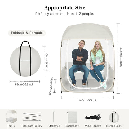 Raynesys Sports Tent for 1-2 Person, Portable & Foldable Pop Up Tents Shelter with Carry Bag, Instant Weather Proof Clear View Bubble Tent for Fishing, Camping, Watching Sports Events