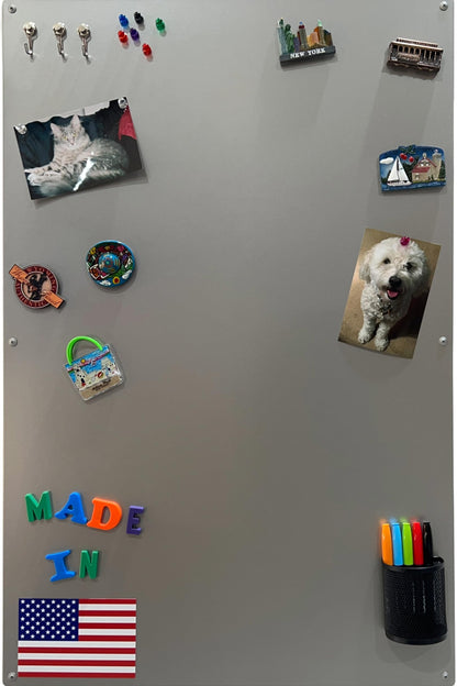 Large Magnetic Board for Wall - Magnet Display Board - Magnetic Bulletin Board - Dry Erase Memo Board- Made in USA (Metallic Silver, 23" Wx35 L)