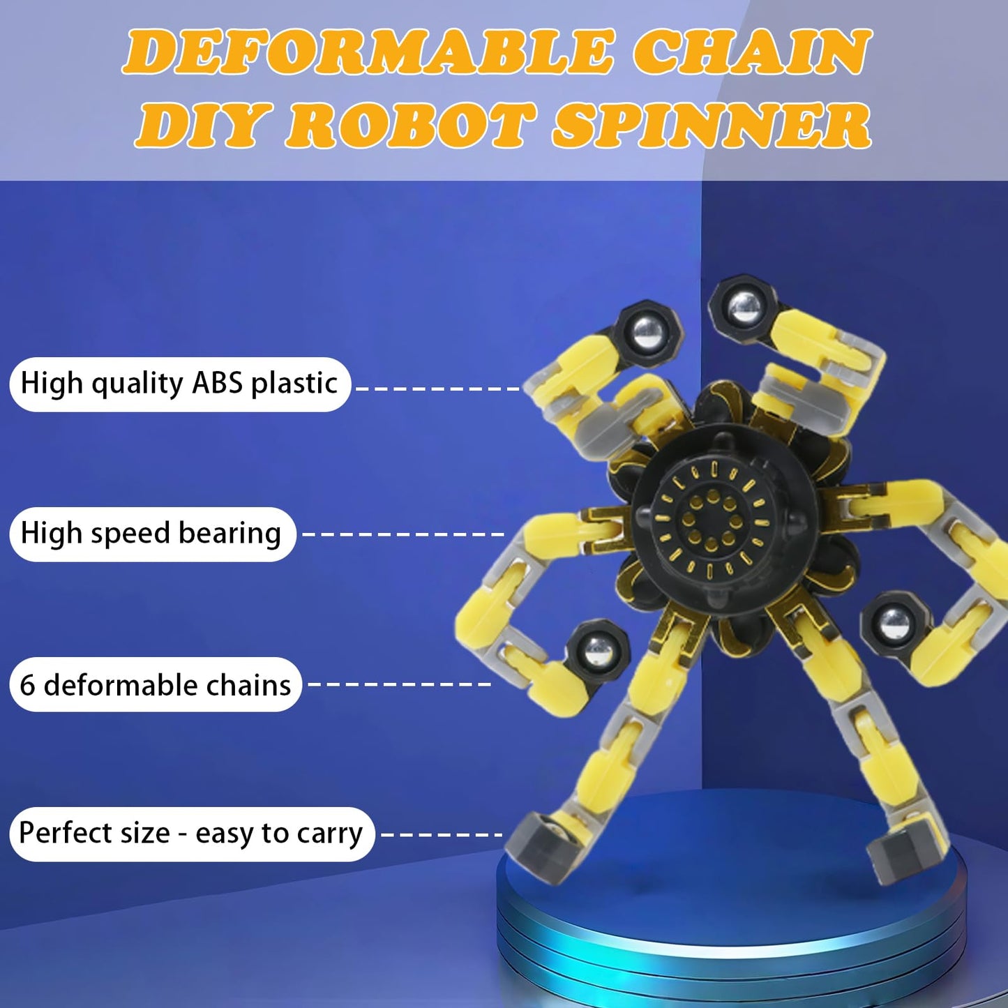 48Pcs Transformable Fidget Spinners Toys- Deformable Fingertip Gyro Stress Relief Sensory Toys, Easter Party Favors & Birthday Gifts for Kids Adults Boys Girls