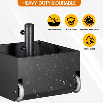 DorBuphan Patio Umbrella Base with Wheels, Heavy Duty Umbrella Base Stand with Fillable Planter, 150LBS Capacity Umbrella Stand for Outdoor, Patios, Gardens