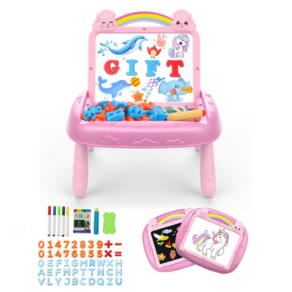 Unicorn Gift for 1-2 Years Old Girl, Girl Toys with Magnetic Letters and Numbers, Portable Doodle Board Easel, Learning and Educational Toy for 1-2 Years Old Girls (Pink)
