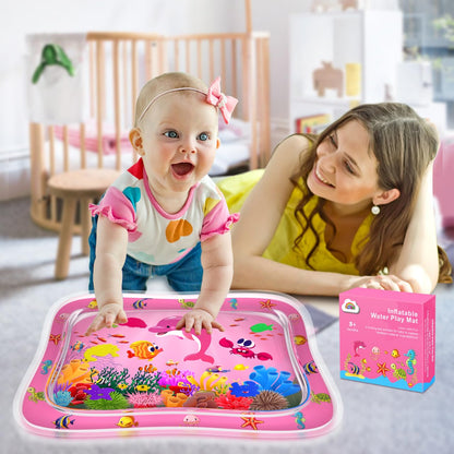 ZMLM Baby Tummy Time Water Mat for Babies: Baby Toys Gifts for Newborn Infant 3 6 9 12 Month Boy Girl Inflatable Activity Playmat Sensory Mat Toddler Belly Time Pat (Pink)