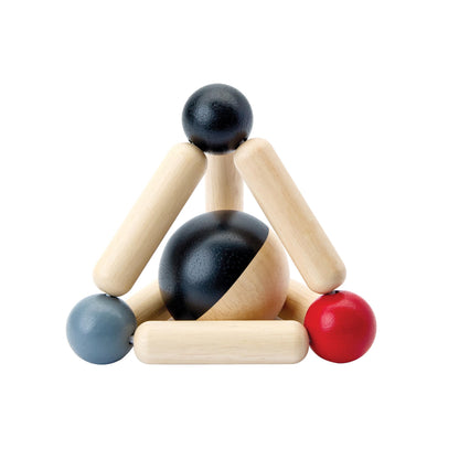 PlanToys® Wooden Triangle Clutching Toy | Montessori Inspired Infant Toy for Grasping, Sensory Play & Motor Skill Development | Eco Friendly Baby Rattle with Detachable Ball