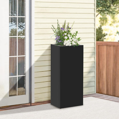 YSLoccbac Metal Planter Box 30x12x12in Tall, Rectangular Planter with Removable Insert Shelf, Outdoor Patio Garden Container for Flowers Vegetables Herbs, Steel Raised Bed