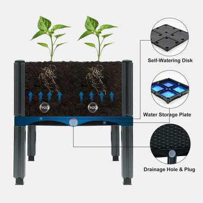 MAYOLIAH Raised Garden Bed with Legs 16.5" H Elevated Planter Box, Plastic Raised Beds for Gardening Vegetables Herb Flowers, Perfect for Indoor Outdoor Planting, 4 Boxes