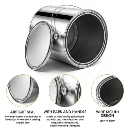 Nyuemystery 6 Pack 1 Gallon Empty Paint Cans with Lids, Unlined Metal Paint Buckets with Handle for Oil Based Paint, Solvents, Craft DIY Art Supply Storage (Silver)