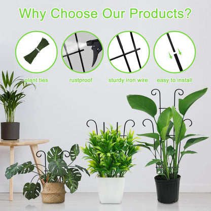 Xeeol Plant Trellis for Potted Plants 2p, Larger 23in Garden Trellis for Climbing Plants Indoor Outdoor, Rustproof House Plant Support Stakes for Pothos Hoya Ivy Flower