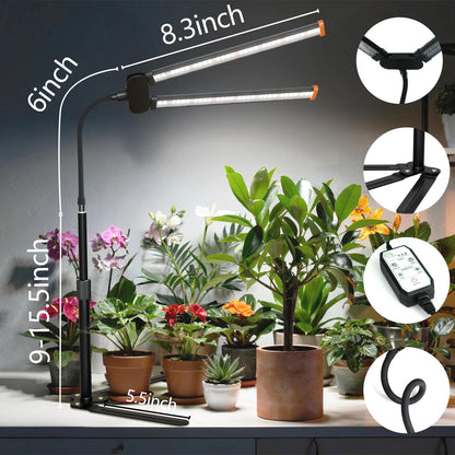 Grow Light for Indoor Plant, 6000K Full Spectrum Plant Lamp with Red Blue White LED for Pot Succulents Seed Growing, Light Strip Foldable & Height Extendable 9-25'', Auto Timer 4 8 12Hrs