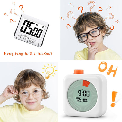 EooCoo Digital Visual Timer 60-Minute Countdown (3-in-1) for Kids & Adults, Handy Time Management Tool, Classroom Essential, Ideal Back-to-School Teacher Gift - Fits Homeschool, Kitchen, ADHD Users