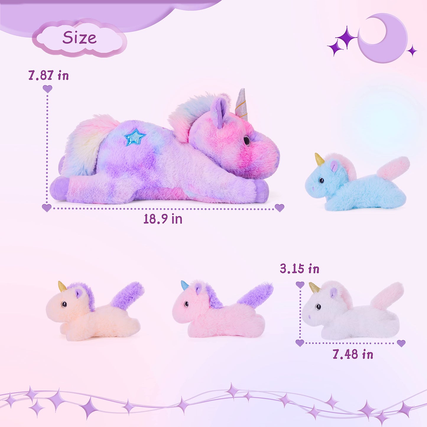 IKASA Mommy Unicorn Toys for Girls Age 4-6,Mom and Baby Stuffed Animal Plush Toy,Small Family Set Toy with Little Babies,Gifts for Kid (Unicorn,18")