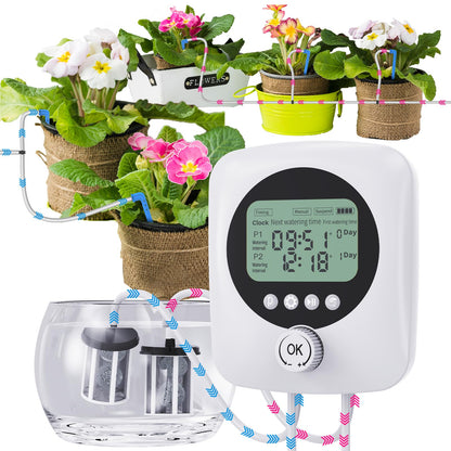 Dual Pump Automatic Plant Waterer Indoor, Self Watering System for 30 Potted Plants, Vacation Plant Watering Devices, Automatic Watering System with Digital Programmable Water Timer