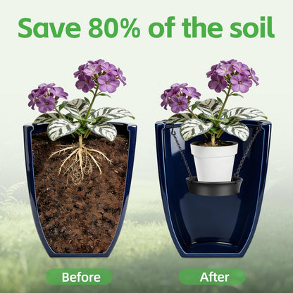 Adjustable Planter Inserts for Large Pots, Made of Thickened PP Material. They Can Be Used as a Substitute for Plant Risers for Inside Pots. Used to Reduce Soil Filling (1, medium size for 12"-18")