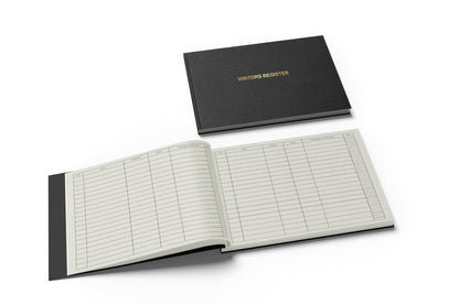 Officewerks Visitors Register & Guest Book, 120 Pages, 8 7/8" X 7", Black Hardbound Cover, Durable Smyth Sewn Binding