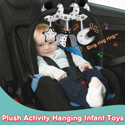 GKDOMS Baby Spiral Hanging Stroller and Car Seat Toys Black and White High Contrast Sensory Toy Newborn Plush Activity Toys Party Favors Quality Baby Shower Valentine's Gifts
