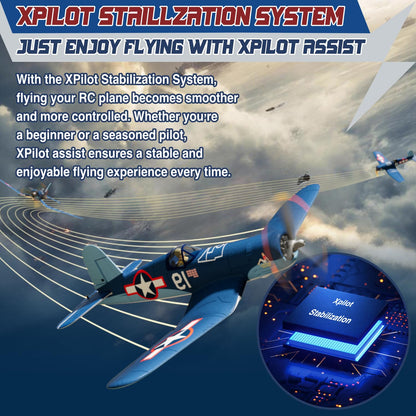 LEAMBE Brushless 4 Channel RC Plane F4U Corsair 500mm Remote Control Airplane Fighter RTF with 6-Axis Gyro, 3 Modes & Aerobatics for Beginners & Adults