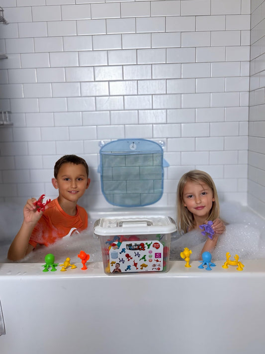 ODELA Genius Sucker Toys 42PCs Sea Animals Edition – Fun Colorful Toddler Bath Toy Animal Toys for Toddlers 1-3 – Safe and Durable Materials – Educational and Cute Designs – Ideal for Bath Time, Pool