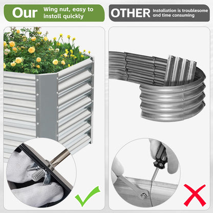 GoCampDirect 8x2x2ft Raised Garden Bed - Galvanized Deep Root Planter Boxes Outdoor with Wing Nuts and Safety Edges for Gardening Vegetables, Flowers, Herbs, Succulents - Silver