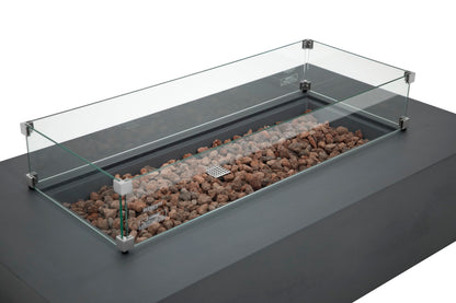 AMS Creations | Madison 60" Bundle Rectangular Natural Gas Outdoor Fire Pit Table | Dark Gray Concrete GFRC | Smooth Texture or Surface | Electronic Ignition | Outside Backyard Fireplace