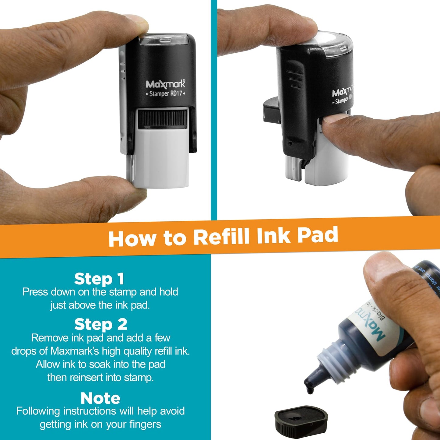 MaxMark Round Self Inking Emoji Stamp - Check - Green Ink