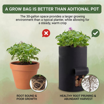 Yoojahow 2 Pack 30 Gallon Potato Grow Bags with Harvest Window, Durable Garden Planter Bags with Handles for Potatoes, Tomatoes, and Vegetables - Indoor & Outdoor Gardening Supplies (Black)