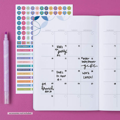 Erin Condren Undated 12 Months Customizable Agenda Petite Planner - Perfect for Tracking Monthly To-Dos or Monthly Project Goals. 140 Stickers Included