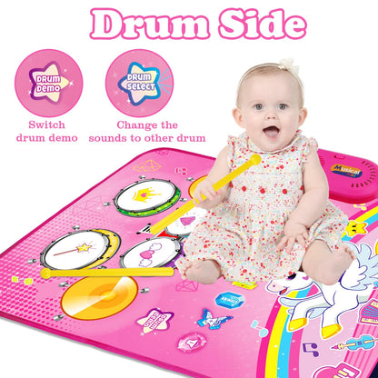 Toys for 1 Year Old Girl Gifts: Baby Musical Mat Toddler Toys Age 1-2 - 3 in 1 Piano Drum Animal Touch Unicorn Toy - Infant Music Toy 12-18 Months Babies Birthday Gifts for 1 2 3 Year Old Boys Girls
