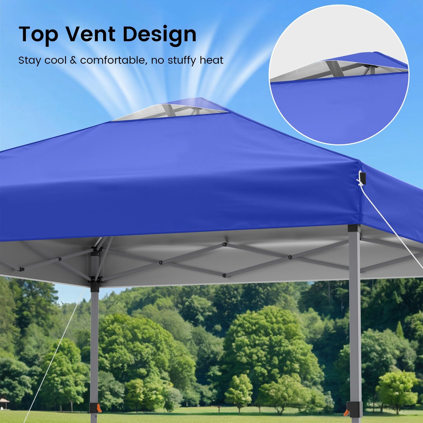 Raynesys Pop Up Canopy Tent with Sidewalls, 10x10ft 10 Person Party Tent One Push Setup, Portable Gazebo Outdoor Sun Shade for Events, Parties, Camping, Commercial, Silver Coated Top, Blue