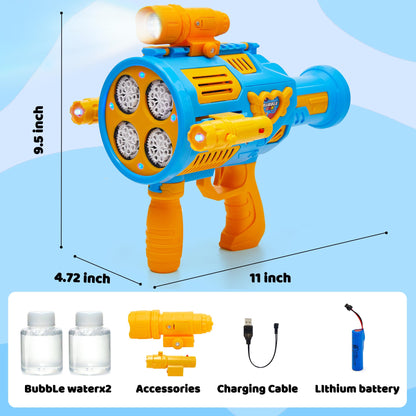 Bubble Machine Gun for Kids Toys,Bubble Gun with Upgraded 4 Fan Drives (Bulit-in 3 oz Bubble Solution) and Colorful Lights, Outdoor Birthday Party Festivel Gifts Wedding Toys