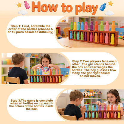 Vodolo 20pcs Bottle Color Match Game，Family Matching Games for Kids 8-12,Memory and Logical Training Bottle flip Game for fmaily, Party Activities