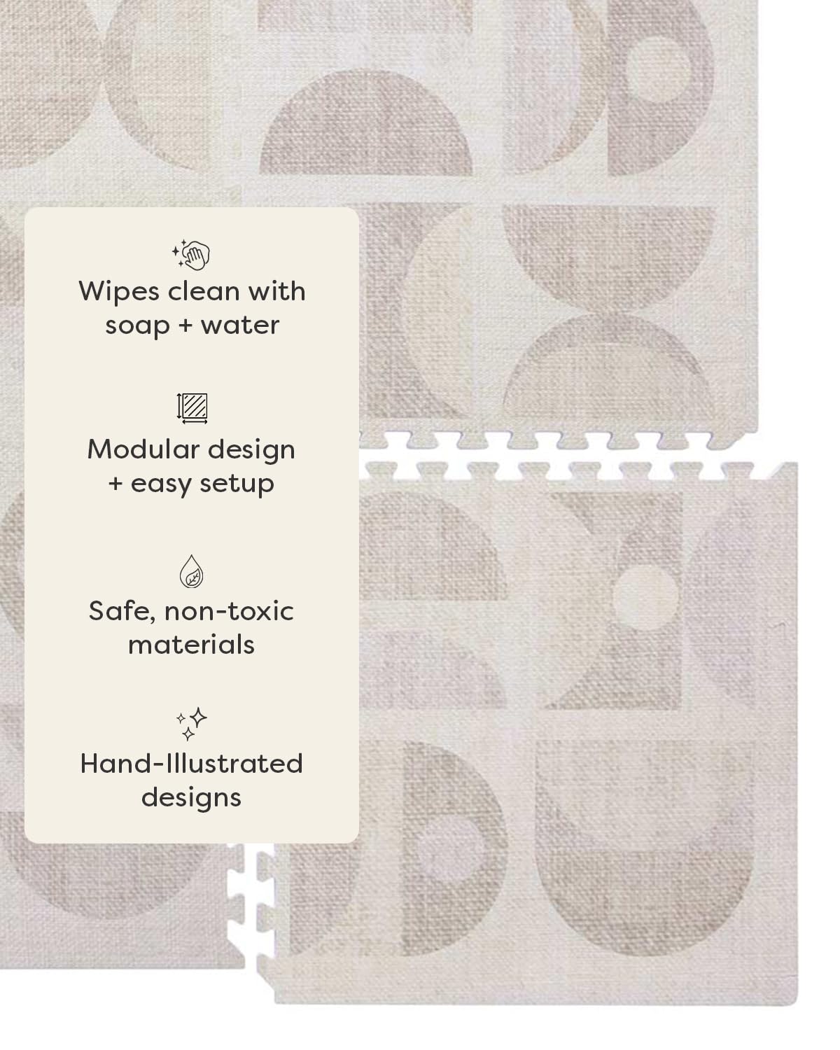 House of Noa Play Mat – 4x8 Sandstone Luna – Set of 8 Tiles – Cushioned EVA Foam Play Mat for Floor, Soft Interlocking Mats for Hard Floors