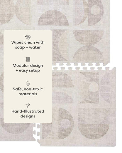 House of Noa Play Mat – 4x6 Sandstone Luna – Set of 6 Tiles – Cushioned EVA Foam Play Mat for Floor, Soft Interlocking Mats for Hard Floors