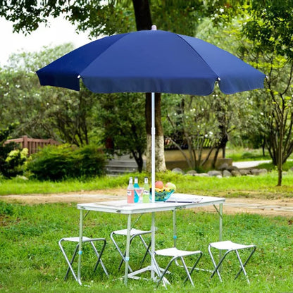 AMMSUN 6FT Portable Picnic Outdoor Canopy Sunshade Beach Umbrella with Tilt Function, Small Patio Umbrella - UPF 50+ protection Garden Umbrella 6' Navy Blue Patio Umbrella