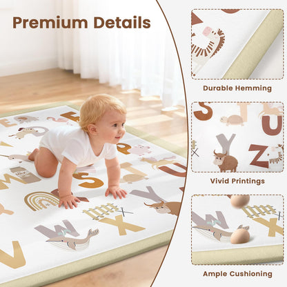 Omedecal 50"×50" Baby Play Mat for Floor & Playpen, 1.2" Thick High-Density Foam Nursery Mat for Tummy Time, Soft Plush Carpet with Non-Slip Bottom for Infant Toddler Baby Crawling Playing (Alphabet)