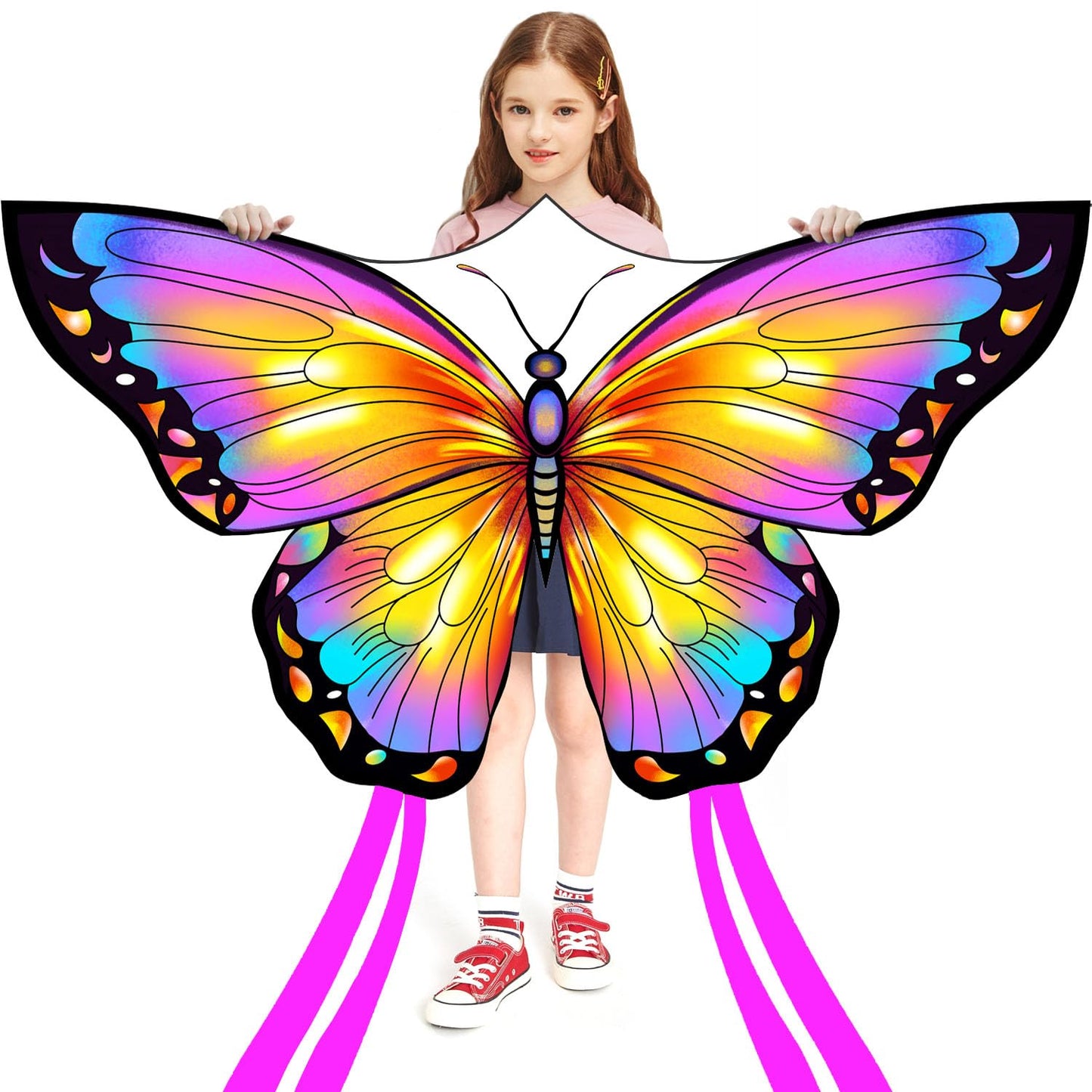 HONBO Butterfly Kites for Kids & Adults, Easy to Fly for Beginners, Each Kite with 300ft Line Handle,Beginner Kite for Kids Ages 4-8,Beach Kites for Outdoor Activities & Family Trip(Pink)