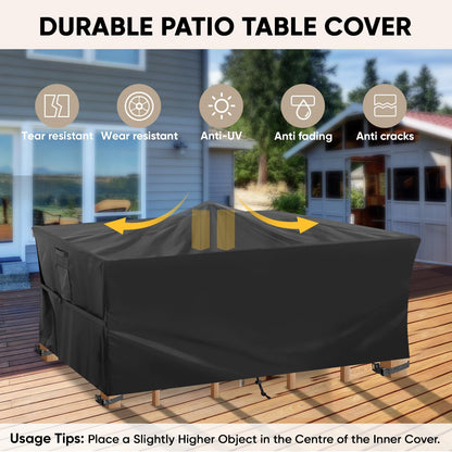 BALEINE Patio Furniture Covers, Outdoor Furniture Covers Waterproof, Heavy Duty Oxford Patio Table Cover for Outdoor Table, Chair, Sofa, Desk (Black, 138"L x 86"W x 32"H)