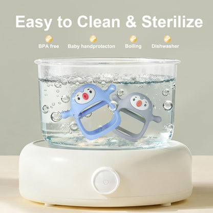 Smily Mia Baby Teething Toys for 0-6Months, Penguin Teethers for Babies 3-6Months | Hand Teether for 0-6M |Teething Mittens for Teething Relief, Baby Pacifier |New Born Essentials, 2Pack