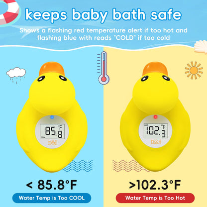 B&H Duck Baby Bath Thermometer, Digtal Tub Thermometer for Accurately Measuring Baby's Water Temperature, BPA Free, Toddlers Safety Floating Toy