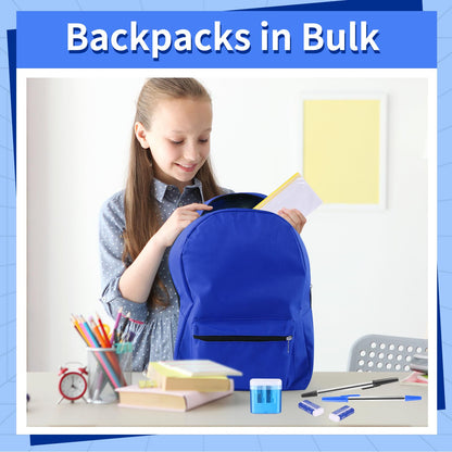 Quuhooki 12 Set Bulk Backpacks with School Supply Kit 17 Inch Book Bags in Bulk and Back to School Supplies Stationery Kit for Kids Boy