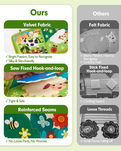 hahaland Busy Book for Toddlers 1-3 - Montessori Toys Busy Board for 1 Year Old Boy Gifts Girl Toys Educational Learning Quiet Activity Books Gifts Toddler Travel Toys for One Year Old Birthday Gift