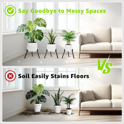 Metal Plant Stand Indoor Outdoor- Anti-Rust Metal Plant Stand, Stable Corner Plant Stands Fits 5.9 to 8.7 Inches Pots, Adjustable Heavy Duty Plant Pot Flower Holder for Patio, Garden, Home, Black - 1 Pack