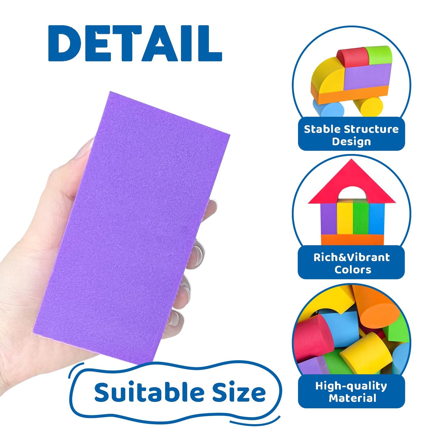 Pairez Toys Large Foam Blocks for Toddlers 3-5 Years, Big Building Blocks Set, Soft Stacking Blocks, Education & Learning Montessori Toys for 3+ Years Old Boys&Girls (61PCS)