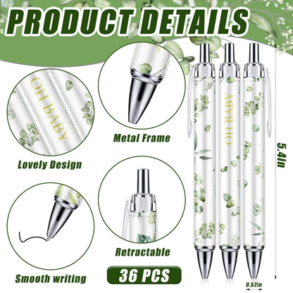 EYNDYN 145 Pieces Baby Shower Favors for Guest Eucalyptus Leaf Ballpoint Pens and Keychains Gifts for Boys Girs Bulk Retractable Baby Shower Pens Gender Reveal Greeting Cards Souvenirs Prizes