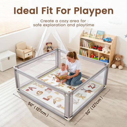 Omedecal 50"×50" Baby Play Mat for Floor & Playpen, 1.2" Thick High-Density Foam Nursery Mat for Tummy Time, Soft Plush Carpet with Non-Slip Bottom for Infant Toddler Baby Crawling Playing (Alphabet)