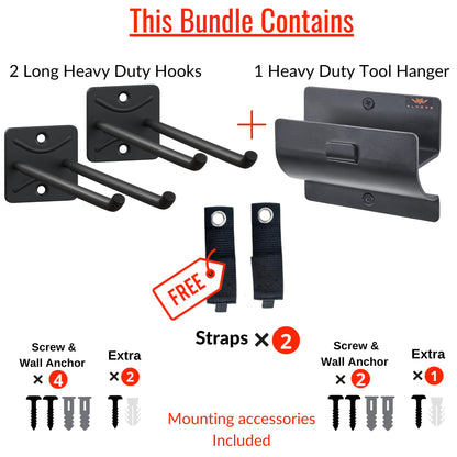 ALWORG Heavy Duty Utility Hooks Bundle - Ladder Hanger for Garage Wall - Versatile Tool Holder to Maximize Space in Yard, Shed. Hang Wheelbarrow Folding Chair and More Organize Chairs, Brooms, Tire