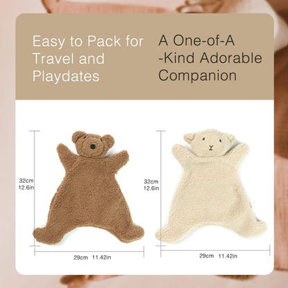 Lovey for Baby,Soft Baby Security Blanket,Snuggle Stuffed Animals Toy Baby Girl & Boy, Bear&Lamb Lovey Comforter Toy for Babies 0-12months,Baby Gifts for Infant and Toddler (Brown-Bear)