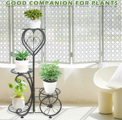 ZDJZMGZ Plant Shelf Plant Holder, 4 Tier Plant Stand Indoor Outdoor Metal Flower Holder Tall Corner Plant Shelf Rack for Patio Plants Corner Plant Table, 77cm, Black