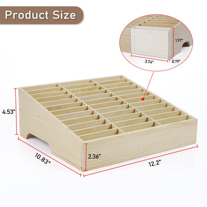Ozzptuu 36-Grid Wooden Cell Phone Holder Desktop Organizer Storage Box for Classroom Office (36-Grid)