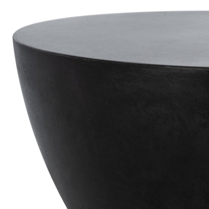 Safavieh Outdoor Athena Black Modern Concrete Round Accent Table