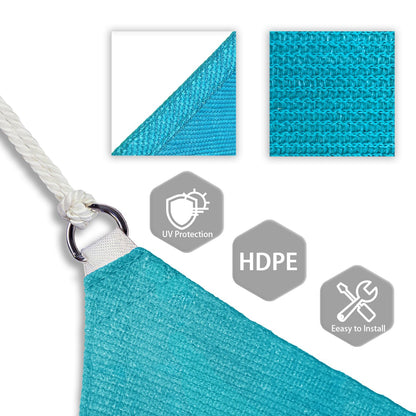 Patio Paradise 16' x 16' x 16' Sun Shade Sail Triangle Canopy Shade Cloth Fabric Sunlight Block Patio Pergola Cover HDPE Deck Awning for Outdoor Backyard Roof Shading, Turquoise